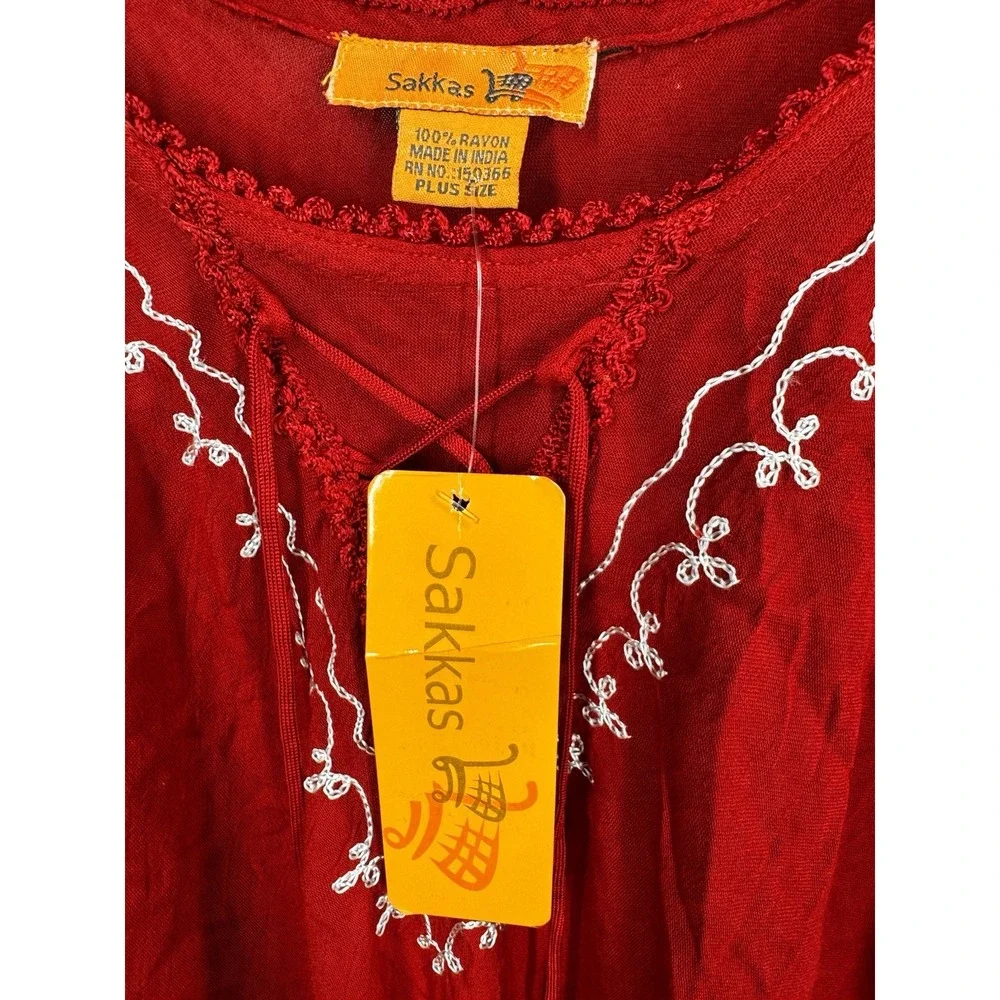 New Sakkas Tunic Top Women Plus Size Tie Dye Boho Blouse  Embroidered‎ - Picture 5 of 9